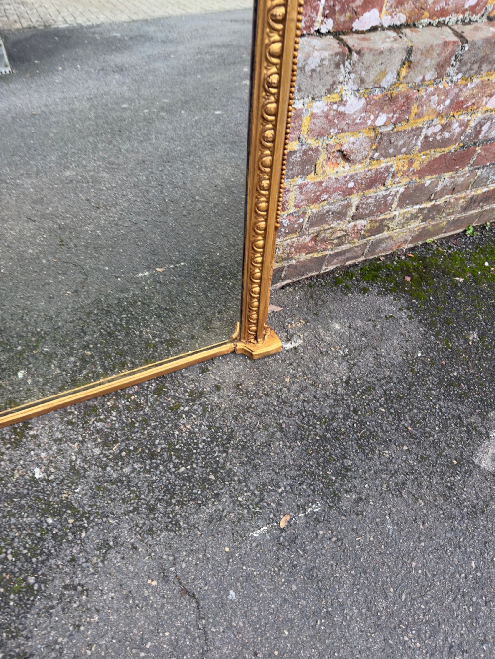 A Fabulous large Antique English 19th Century arched top gilt Overmantle Mirror. View VI