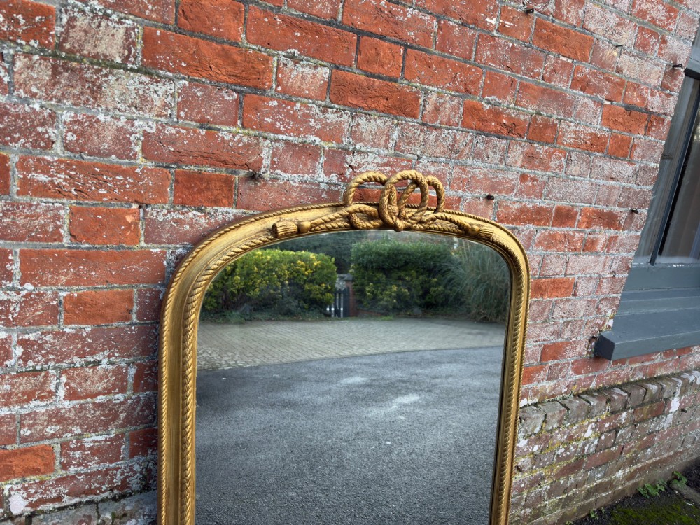 A Spectacular large Antique English 19th Century arched top gilt rope twist framed Overmantle Mirror. View II