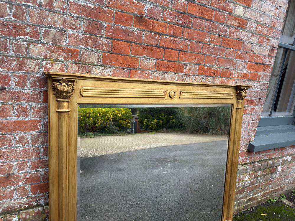 A Fabulous large Antique English 19th Century carved wood gilt column Mirror. View III