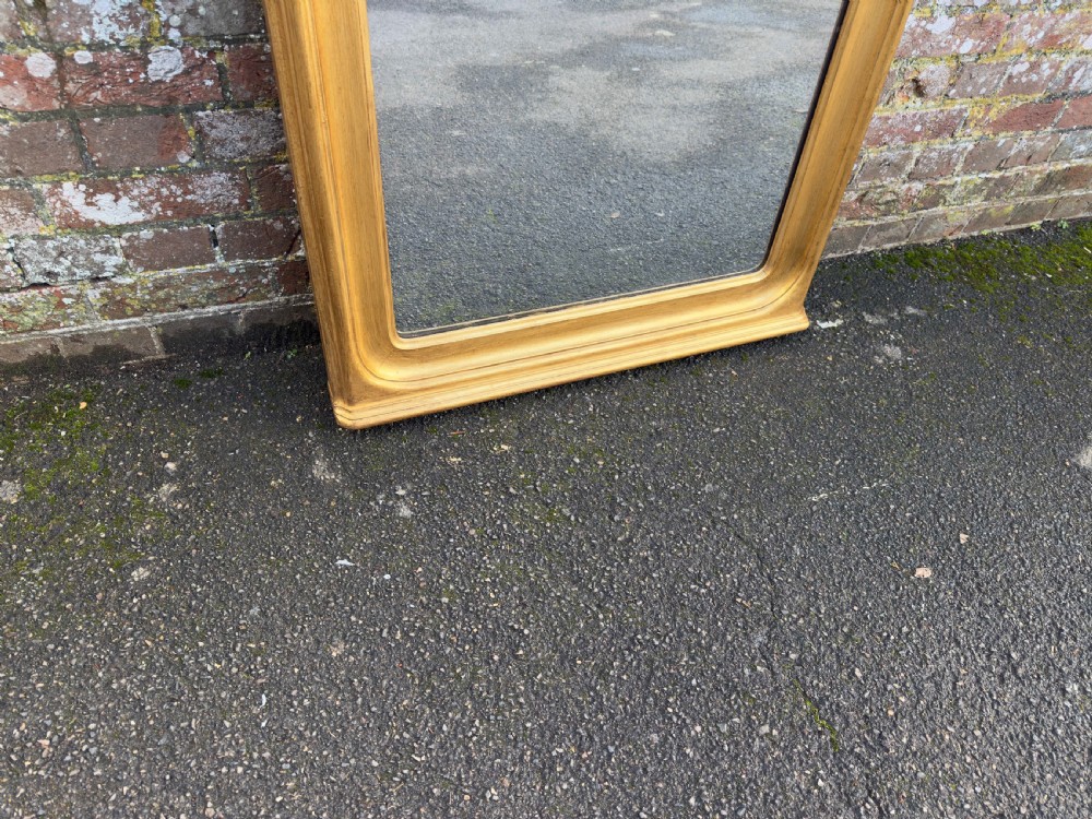 A tall 19th-century giltwood full-length mirror featuring a shaped arched top and continuous moulded frame. View III