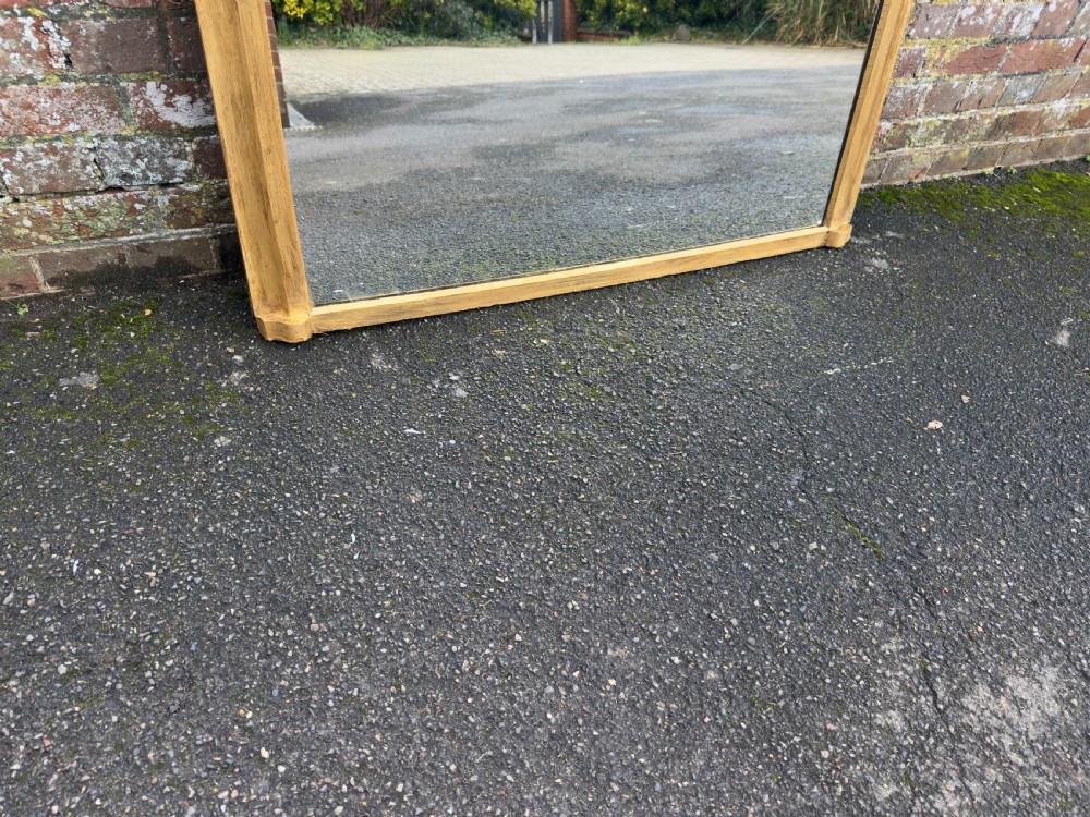 A Wonderful large Antique English 19th C arched top gilt Plain Overmantle Mirror. View III