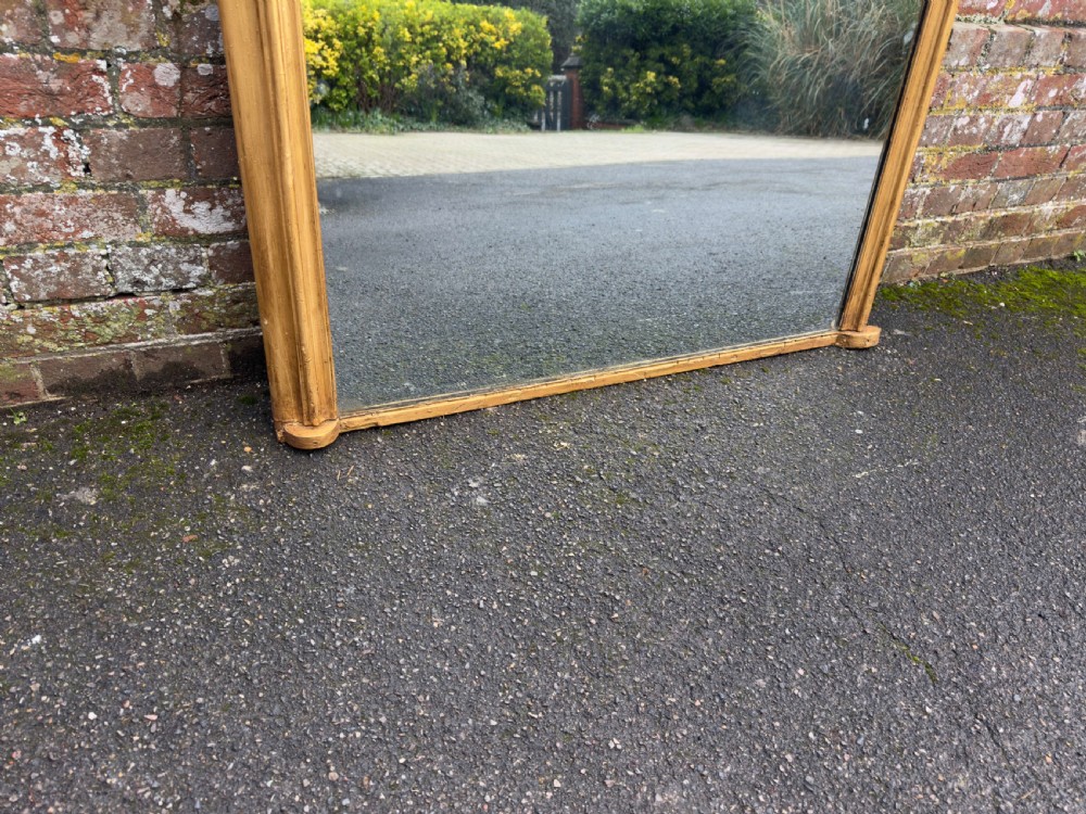 A Delightful large Antique English 19th Century carved wood & gesso arched top gilt Overmantle Mirror. View IV