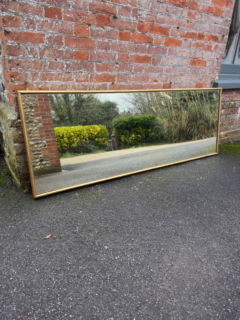 A Superb large Antique French 19th Century carved wood gilt Bistro Mirror. View II