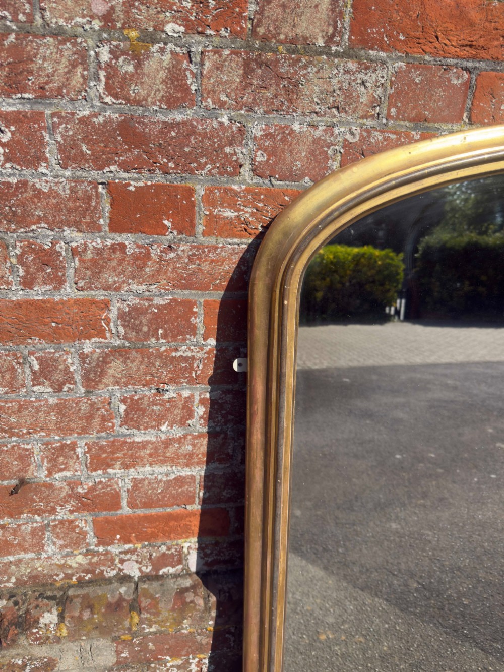 An Exceptional large Antique English 19th Century arched top gilt Overmantel Mirror. View III