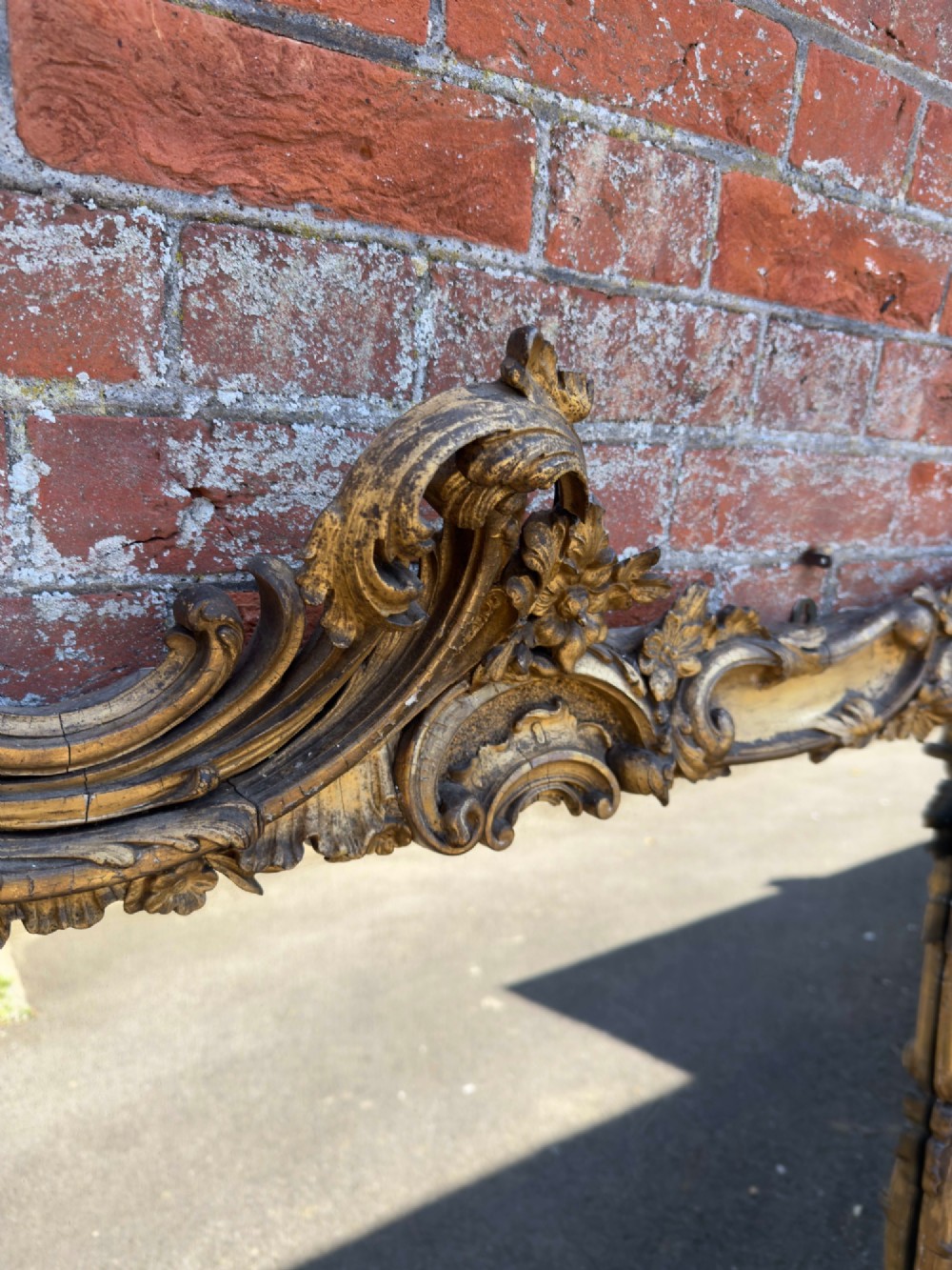 A Delightful large Antique English 19th Century carved wood & gesso gilt Overmantle Mirror. View III