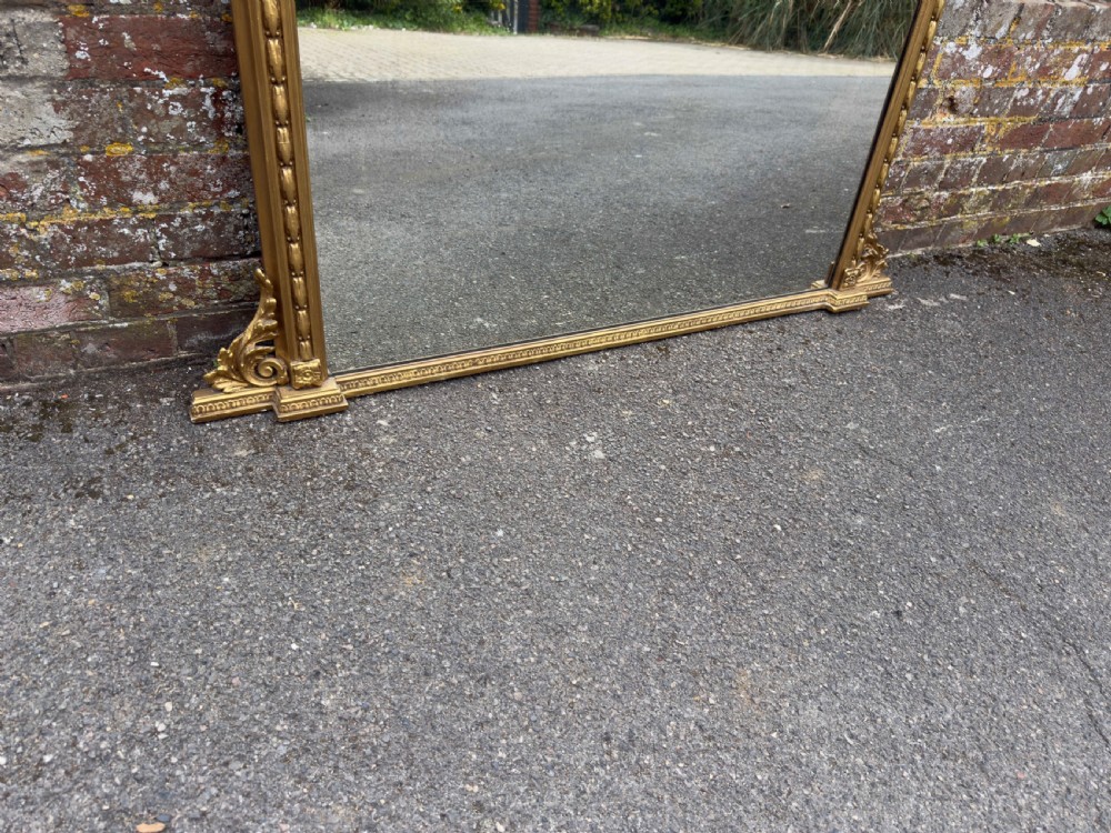 A Delightful large Antique English 19th century carved wood & gesso gilt Overmantle Mirror. View VII