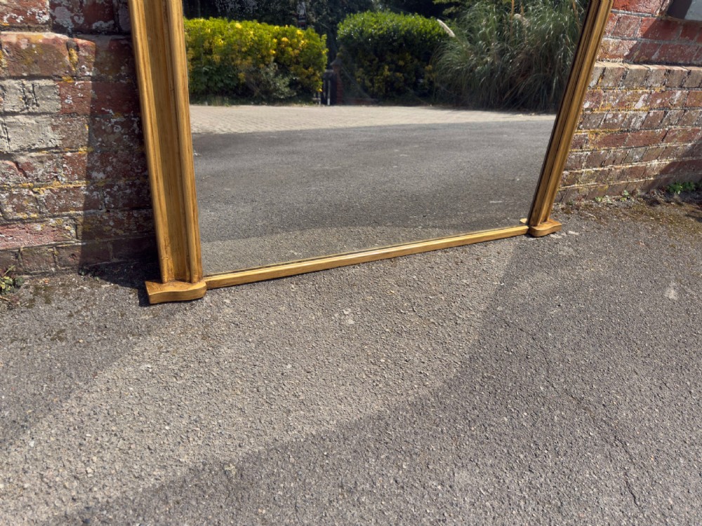 A Superb good size Antique English 19th Century arched top carved wood and gesso gilt Overmantle Mirror. View II