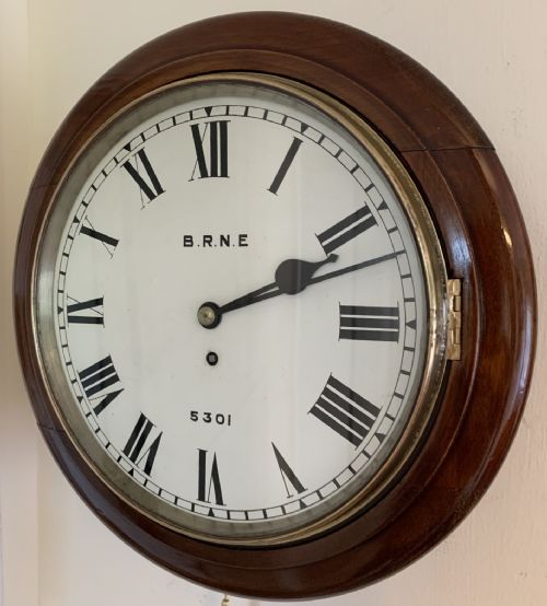 FUSEE DIAL RAILWAY WALL CLOCK EXCELLENT CONDITION NER RARE - ADDITIONAL PHOTO 7