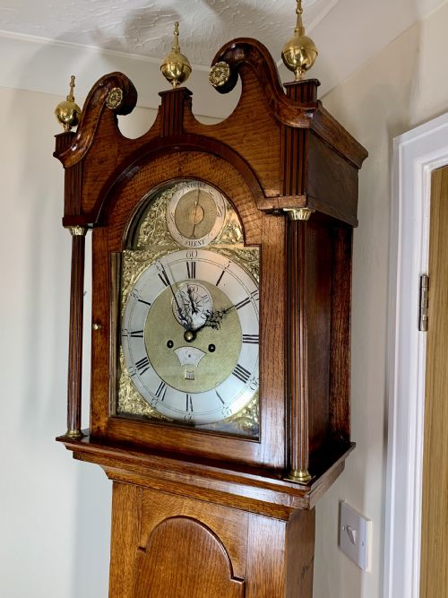 GEORGIAN LONGCASE CLOCK FEMALE MAKER FIVE PILLAR MOVEMENT - ADDITIONAL PHOTO 6
