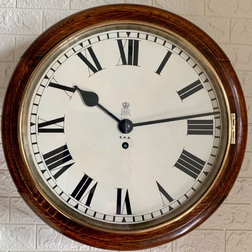 GPO ANTIQUE FUSEE DIAL WALL CLOCK SUPERB - ADDITIONAL PHOTO 1