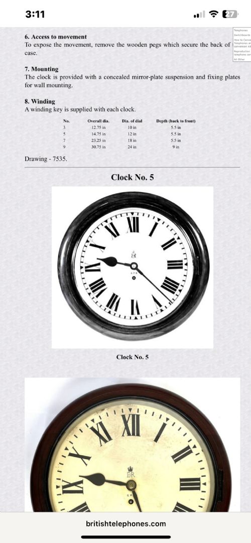 GPO ANTIQUE FUSEE DIAL WALL CLOCK SUPERB - ADDITIONAL PHOTO 15