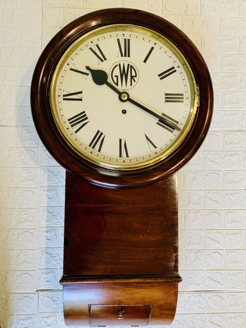 GWR RAILWAY DROP DIAL FUSEE WALL CLOCK STUNNING - ADDITIONAL PHOTO 2