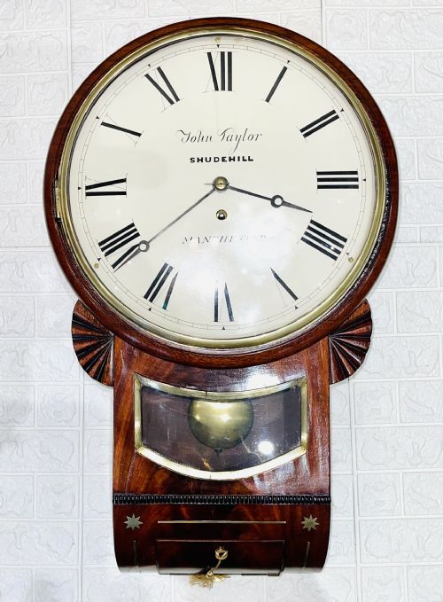 A FINE GEORGE III DROP DIAL FUSEE WALL CLOCK STUNNING - ADDITIONAL PHOTO 2