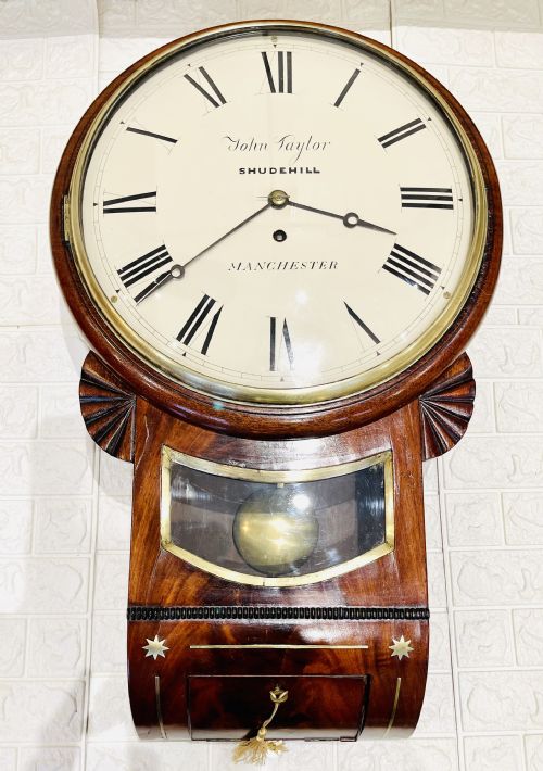 A FINE GEORGE III DROP DIAL FUSEE WALL CLOCK STUNNING - ADDITIONAL PHOTO 4