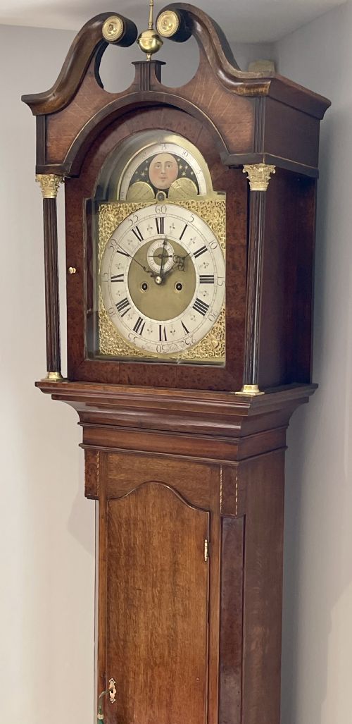WALNUT OAK GEORGIAN MOONPHASE LONGCASE CLOCK - ADDITIONAL PHOTO 8