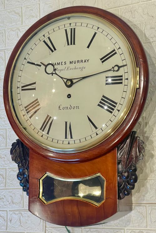 SUPERIOR LONDON DROP DIAL FUSEE GEORGIAN WALL CLOCK