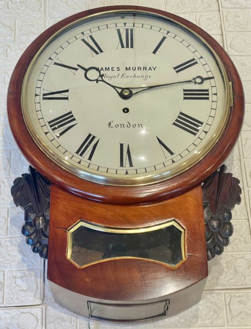 SUPERIOR LONDON DROP DIAL FUSEE GEORGIAN WALL CLOCK - ADDITIONAL PHOTO 1