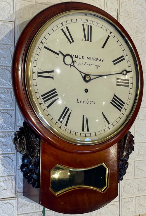 SUPERIOR LONDON DROP DIAL FUSEE GEORGIAN WALL CLOCK - ADDITIONAL PHOTO 6