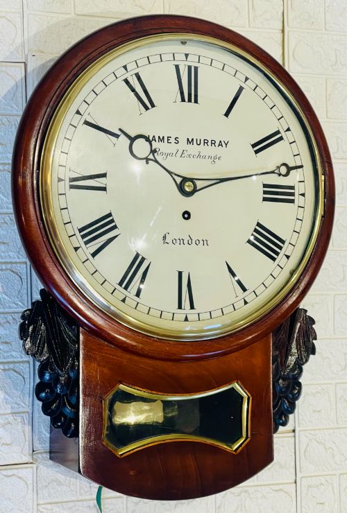 SUPERIOR LONDON DROP DIAL FUSEE GEORGIAN WALL CLOCK - ADDITIONAL PHOTO 8