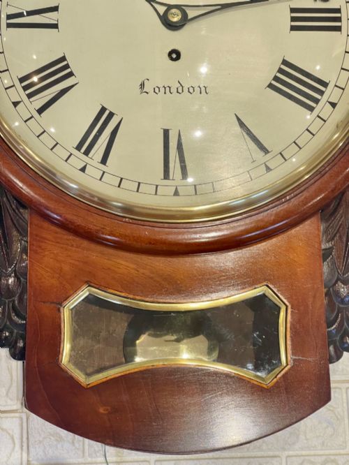 SUPERIOR LONDON DROP DIAL FUSEE GEORGIAN WALL CLOCK - ADDITIONAL PHOTO 10