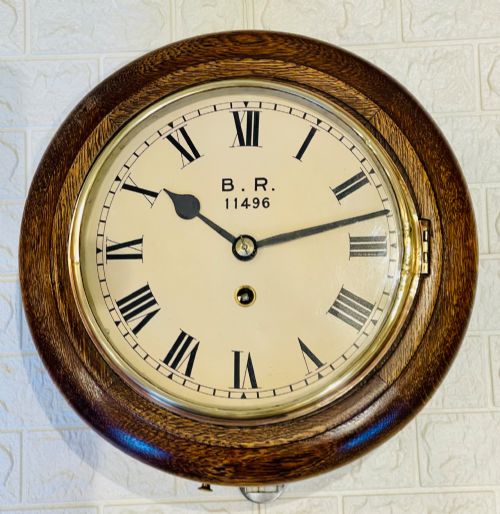 BRITISH RAIL OAK FUSEE RAILWAY WALL CLOCK DORSET - ADDITIONAL PHOTO 5