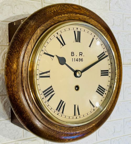 BRITISH RAIL OAK FUSEE RAILWAY WALL CLOCK DORSET - ADDITIONAL PHOTO 8