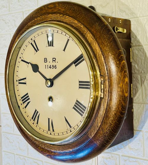 BRITISH RAIL OAK FUSEE RAILWAY WALL CLOCK DORSET - ADDITIONAL PHOTO 11