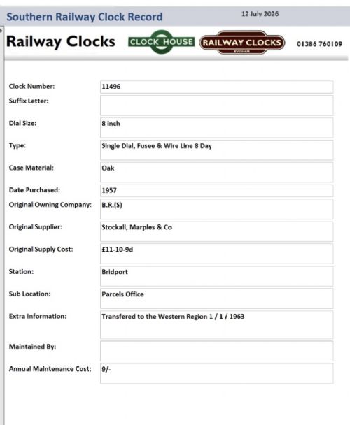 BRITISH RAIL OAK FUSEE RAILWAY WALL CLOCK DORSET - ADDITIONAL PHOTO 12