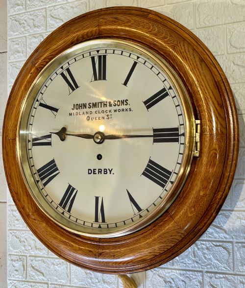 LMS RARE RAILWAY FUSEE DIAL WALL CLOCK GORGEOUS CONDITION - ADDITIONAL PHOTO 9