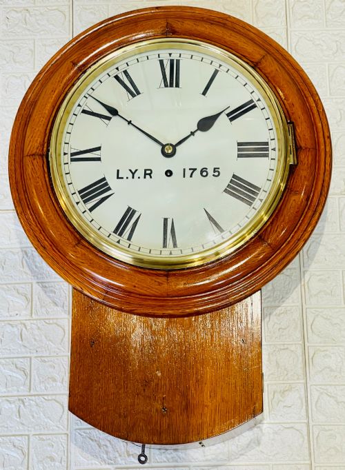 Lancs/yorks Railway Oak Fusee Drop Dial Clock