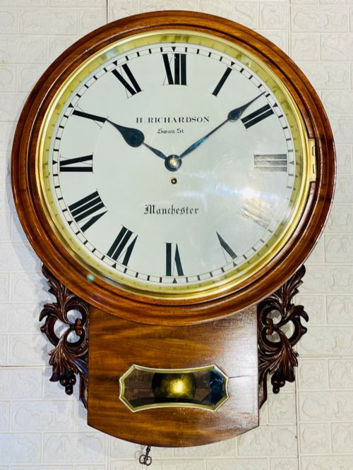 Large Oak Fusee Drop Dial Clock, Magnificent