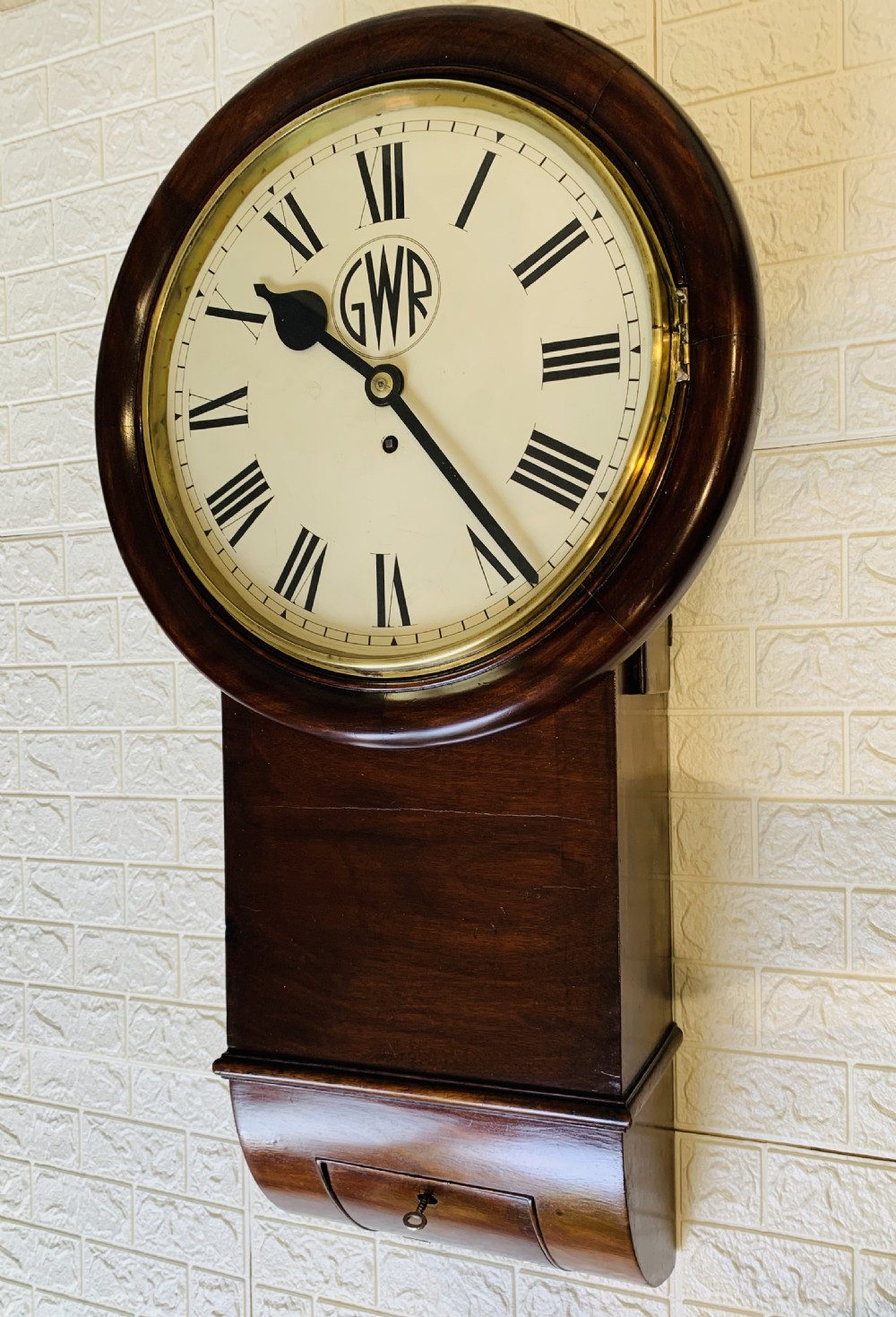 GWR Railway Drop Dial Fusee Wall Clock, Stunning