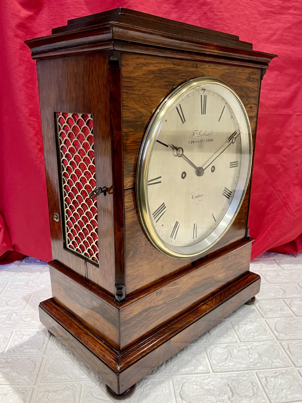 Superior Rosewood London Fusee Bracket Clock, Five Pillar View VIII