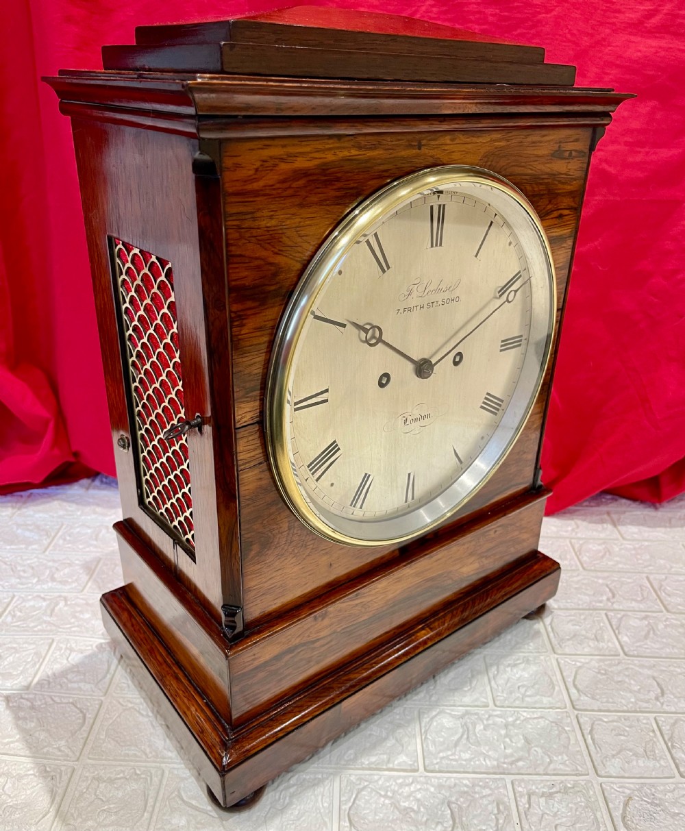 Superior Rosewood London Fusee Bracket Clock, Five Pillar View IX
