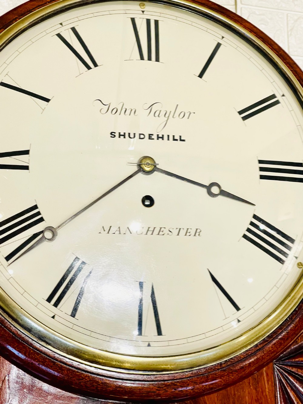 A Fine George III Drop Dial Fusee Wall Clock, Stunning View X
