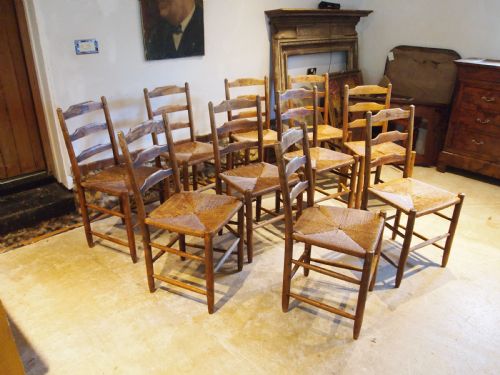 chairs rare set of 10 arts and crafts gardiner clissett chairs c1910 - CATEGORY: ANTIQUE CHAIRS - DATED 1910