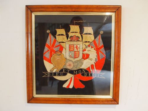fine folk art victorian silk work sailors picture c1880 - CATEGORY: ANTIQUE MISCELLANEOUS - DATED 1880