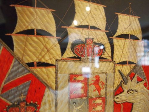 FINE FOLK ART VICTORIAN SILK WORK SAILORS PICTURE C1880 - ADDITIONAL PHOTO 4