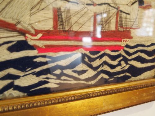 RARE NAIVE SAILORS WOOL WORK PICTURE C1880 - ADDITIONAL PHOTO 3