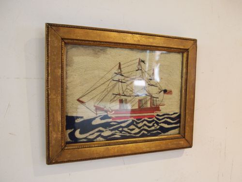 RARE NAIVE SAILORS WOOL WORK PICTURE C1880 - ADDITIONAL PHOTO 7