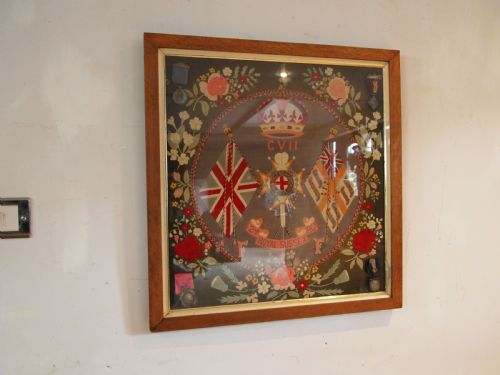 fine wool work victorian sussex reg sampler c1890 - CATEGORY: ANTIQUE MISCELLANEOUS - DATED 1890