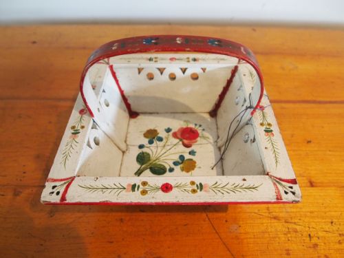 BASKET RARE TREEN FOLK ART NORWEGIAN TRINKET C1890 - ADDITIONAL PHOTO 11