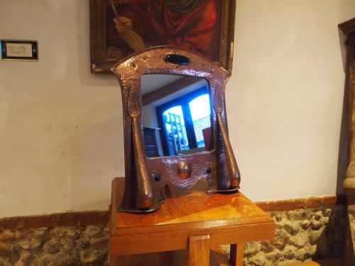 MIRROR OUTSTANDING LARGE ARTS CRAFTS COPPER C1900 - ADDITIONAL PHOTO 2