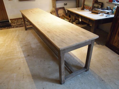 TABLE LARGE REFECTORY FARMHOUSE RARE SLIM SEATS 12 C1900 - ADDITIONAL PHOTO 1