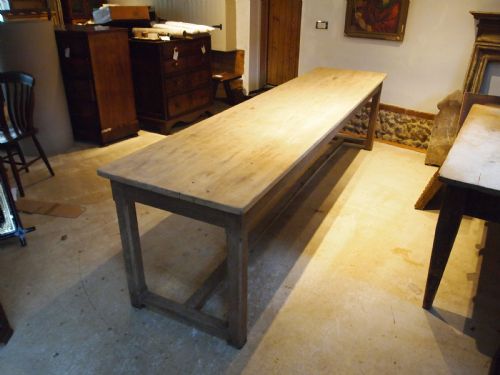 TABLE LARGE REFECTORY FARMHOUSE RARE SLIM SEATS 12 C1900 - ADDITIONAL PHOTO 10
