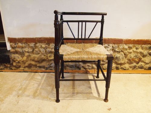 CHAIR RARE ARTS AND CRAFTS SUSSEX MORRIS CORNER CHAIR C1870 - ADDITIONAL PHOTO 4