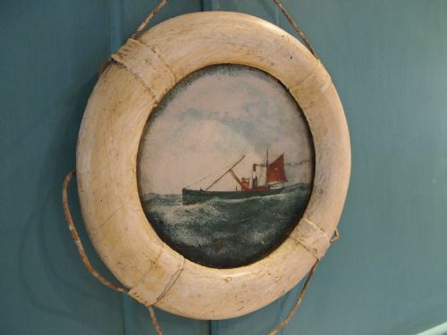 FOLK ART RARE MARITIME PAINTING EDWARDIAN C1900 - ADDITIONAL PHOTO 7