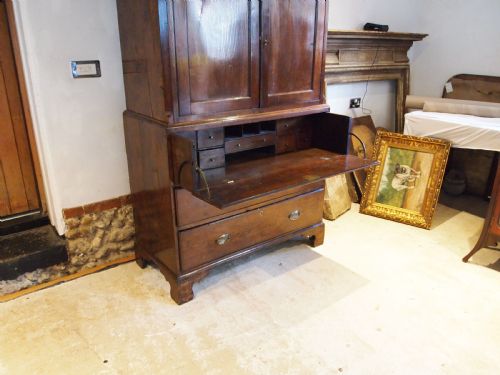 RARE WELSH OAK SECRETAIRE CUPBOARD ON CHEST C1790 - ADDITIONAL PHOTO 2