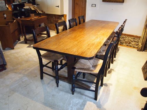 TABLE REFECTORY FARMHOUSE ARTS AND CRAFTS OAK SEATS 10 C1900 - ADDITIONAL PHOTO 10