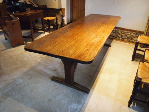 TABLE REFECTORY FARMHOUSE ARTS AND CRAFTS OAK SEATS 10 C1900 - ADDITIONAL PHOTO 11